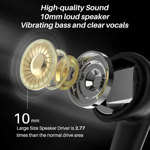 Vista 6 de TOZO Auriculares inalámbricos G1 con Bluetooth para juegos con micrófono, auriculares intrauditivos de alta sensibilidad con modo de juegomúsica
