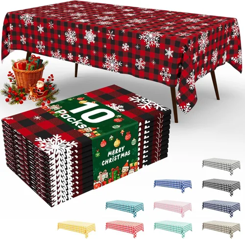 Vista 70 de misaya Paquete de 4 manteles desechables de búfalo, mantel de plástico impermeable de 54 x 72 pulgadas, manteles rectangulares a cuadros caqui