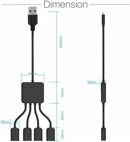 Vista 3 de Octopus USB 2.0 Hub Divisor de 4 puertos, cable extendido de 2.6 pies, amplia compatibilidad con Windows PC/Mac/impresoras/HDD móviles, expansor