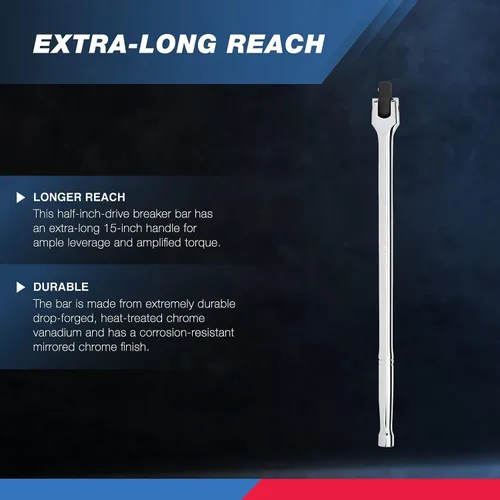 Vista 2 de Neiko 00200A Barra extensora de 1/2" de impulso 15" de longitud Cabeza flexible giratoria Acero CR-V