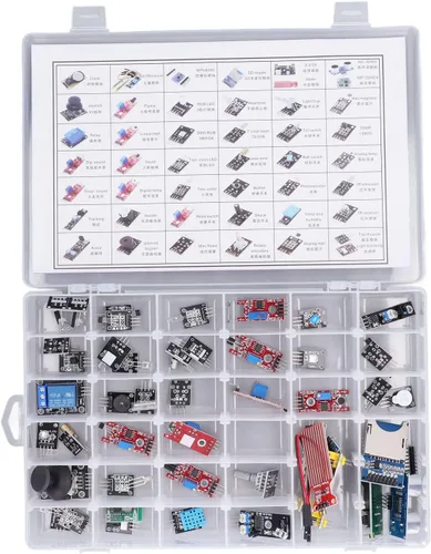 Vista 2 de Kit de iniciación de módulos de sensores, módulo de sensor, tablero de reloj, módulo de sensor de temperatura, kit de componentes electrónicos