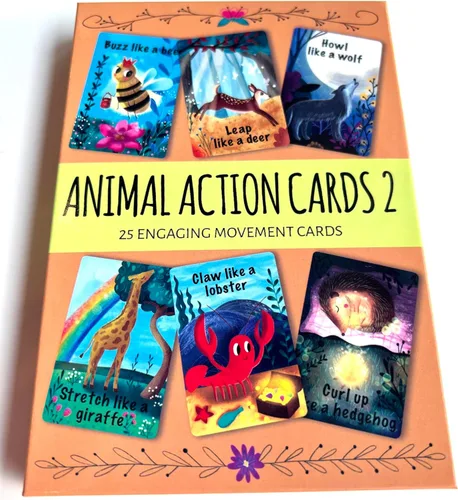 Vista 10 de Creative Mango Tarjetas de acción de animales. Juego de movimiento y descanso cerebral para niños pequeños y preescolares, tarjetas de ejercicios