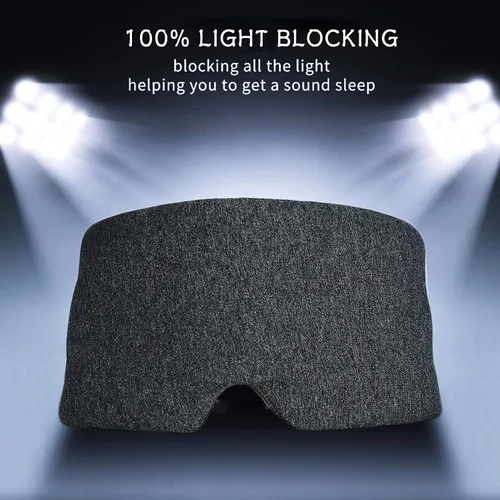 Vista 3 de Antifaz para dormir para hombres y mujeres, 100% algodón antifaz para dormir con correa totalmente ajustable, máscara de ojos 100% bloqueo de luz