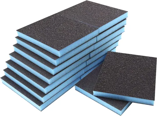 Vista 9 de 4 esponjas de lijado de grano 60, bloques de lijado gruesos, lavables y reutilizables, esponja de papel de lija seco húmedo para madera, metal