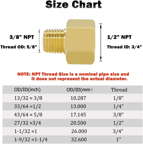 Vista 2 de Hooshing Adaptador reductor hembra NPT macho de 3/8 pulgadas NPT de 6 Uds