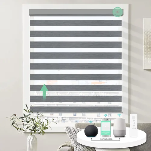 Vista 7 de MING CHEN Persianas motorizadas con control remoto, motor recargable integrado, persianas eléctricas automáticas de cebra compatibles con Alexa