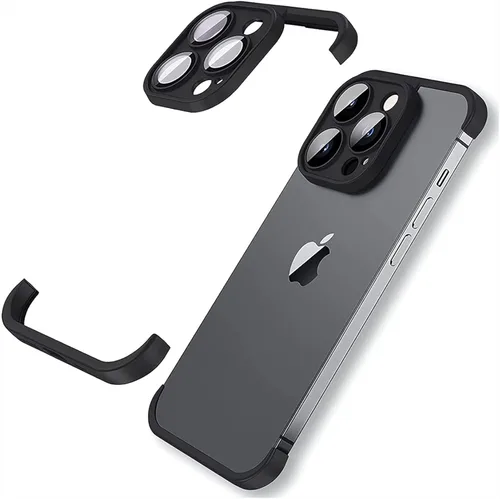 Funda para iPhone 15 Pro Max con protector de lente de cámara, almohadilla de borde de esquina sin marco, suave y delgada de silicona TPU a prueba