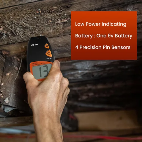 Vista 5 de Medidor digital de humedad de madera de 4 pines medidor de humedad preciso para madera de mano probador de humedad con pantalla LCD para madera