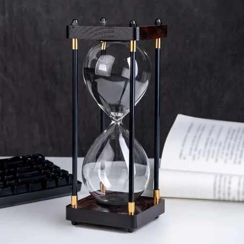 Temporizador de arena grande, temporizador de reloj de arena de 60 minutos, temporizador de vidrio de hora de madera vintage, decoración moderna