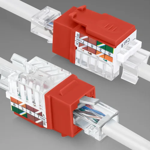 Vista 89 de Everest - Paquete de 50 conectores Keystone RJ45 Cat6 en ángulo de 45°, color blanco, conectores RJ45 hembra de perfil delgado, conector Keystone