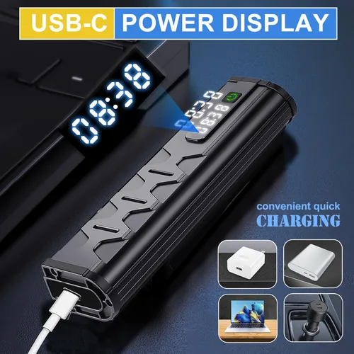 Vista 4 de Luces de bicicleta, 17 LED de 4000 lúmenes, luz de bicicleta con 4 modos, 10000 mAh USB recargable luz de bicicleta para bicicleta con pantalla