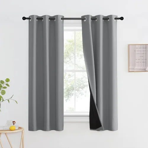 Vista 84 de NICETOWN Cortinas 100 % opacas con aislamiento térmico, panel de cortina deslizante de rendimiento que reduce el ruido con forro negro, bloqueo