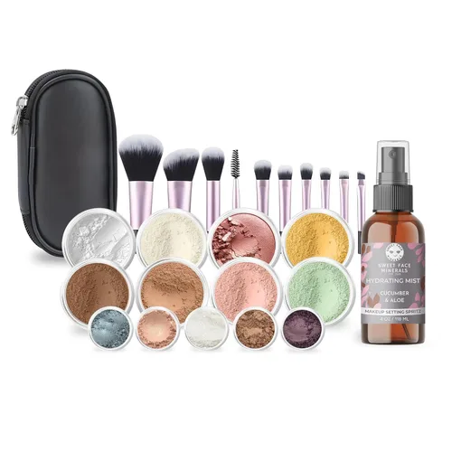 Vista 18 de Kit de maquillaje mineral de tamaño completo, set de base mate, Beige