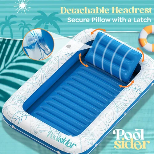 Vista 7 de Premium Inflatable Tanning Pool Lounger Large Inflatable Tanning Bed for Adults - 4 in 1 Multipurpose Suntan Tub Pool Floats Adults, Inflatable
