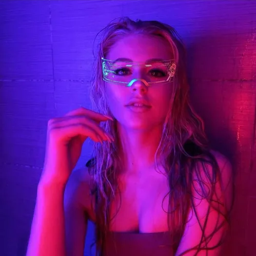 Vista 4 de Herinos Gafas LED iluminadas gafas Cyberpunk multicolor neón para bar fiesta de Halloween cosplay club