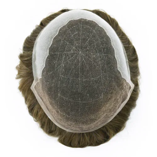 Vista 149 de Toupee - Sistemas de reemplazo de cabello para hombre, encaje frontal suizo, nudo blanqueado, pieza de cabello humano natural
