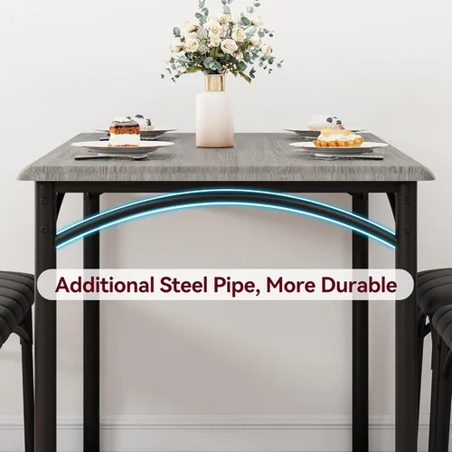 Vista 4 de Mesa de cocina y sillas para 4, juego de mesa de comedor para 4 personas con sillas tapizadas, juego de mesa de cocina rectangular de 5 piezas