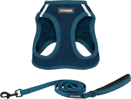 Vista 13 de Best Pet Supplies - Arnés Voyager Step-in Air de malla y correa reflectante para perro de 5 pies, apta para todos los climas, con mango de neopreno