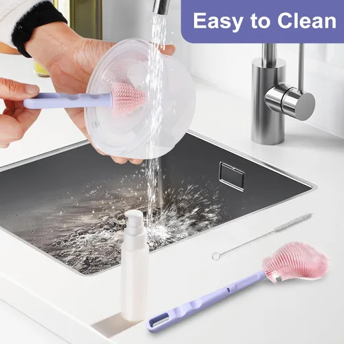 Vista 5 de KEUYE Kit de cepillo de limpieza para extractor de leche, sin BPA, juego de limpiador de pajillas para pezones y pajitas Haakaa Momcozy Lansinoh