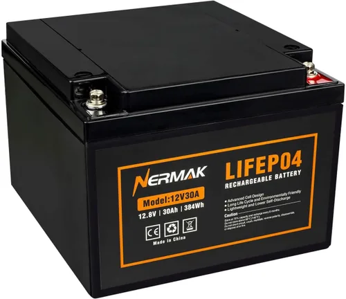 Vista 19 de NERMAK Batería de litio LiFePO4 de 12 V y 10 Ah de ciclo profundo, batería recargable de más de 2000 ciclos para energía solar/eólica, iluminación