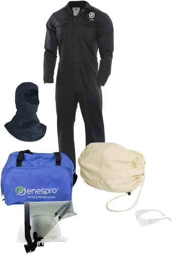 Vista 2 de Enespro ArcGuard, CAT 2, 12 Calorie, Arc Flash Suit Kit with FR Coverall, Face Shield, and Balaclava