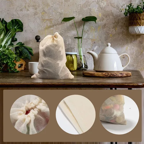Vista 5 de Paquete de 12 bolsas de sopa reutilizables, bolsa de filtro de especias para alimentos de cocina, 10 x 8 pulgadas