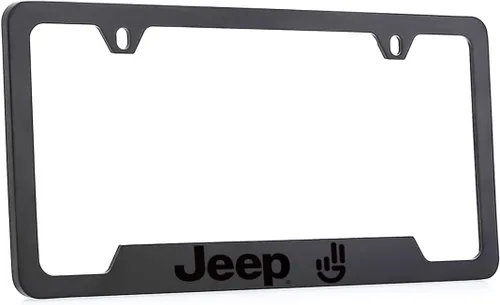 Vista 5 de Marco para matrícula de Jeep Wave, cantidad 1 incluida (metal negro)
