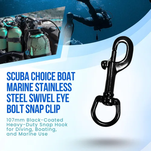 Vista 3 de Scuba Choice Clip giratorio de acero inoxidable para barcos de acero inoxidable, resistente, resistente al óxido, apertura máxima de 7/16 pulgadas