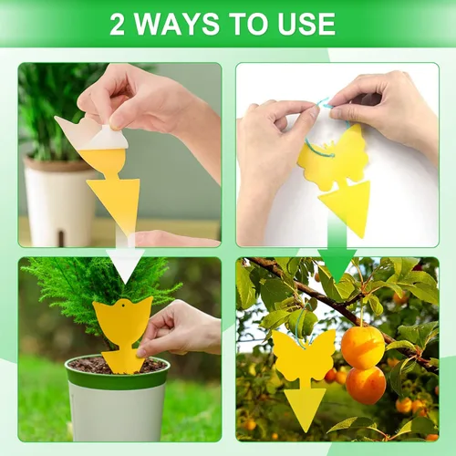 Vista 4 de 40 trampas amarillas de 5 formas amarillas extremadamente adhesivas para mosquitos de hongos, moscas de la fruta, mosca, mosca blanca, trampas