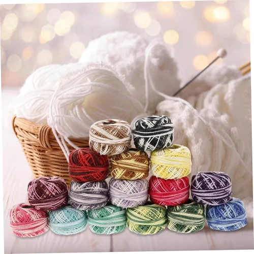 Vista 4 de 16 rollos de hilo de ganchillo de hilo de algodón, hilo de bordado, color arcoíris, suministros de costura para hacer el hogar