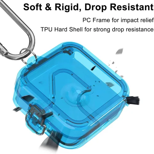 Vista 4 de Funda para Nothing Ear 2, funda protectora absorbente de golpes para auriculares Nothing Ear 2, carcasa rígida de TPU con mosquetón y cordón, morado