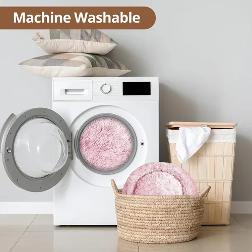 Vista 69 de JOLLYVOGUE Cama Calmante para Perros Pequeños - Cama para Perros Pequeños en Forma de Dona Lavable de 23 Pulgadas para Gatitos y Cachorros, Camas