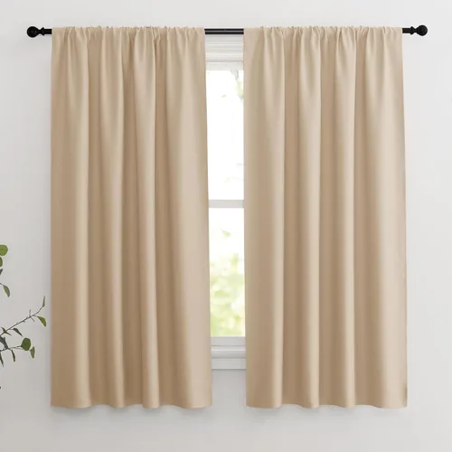 Vista 27 de KGORGE - Cortinas opacas grises para dormitorio 2 paneles, 42 x 63 pulgadas con ojales, cortinas de oscurecimiento de habitación con aislamiento