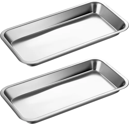 NUOMI Bandeja quirúrgica médica de acero inoxidable para instrumentos, organizador de 2 unidades, herramientas de bandeja de procedimiento dental