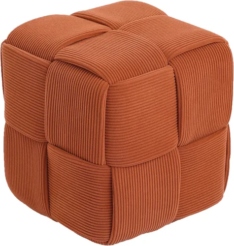 Vista 10 de Cmishe Reposapiés Otomano Suave y Cómodo Reposapiés Cuadrado de Corduroy con Diseño Tejido para Sofá (Negro)