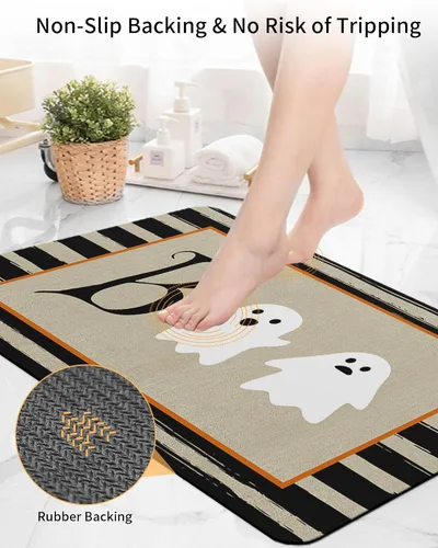 Vista 4 de Halloween Bath Mat for Tub,Non Slip Bathroom Floor Runner Rug Quick Dry & Absorbent Diatomaceous Earth Shower Sink Kitchen Living Room Washable
