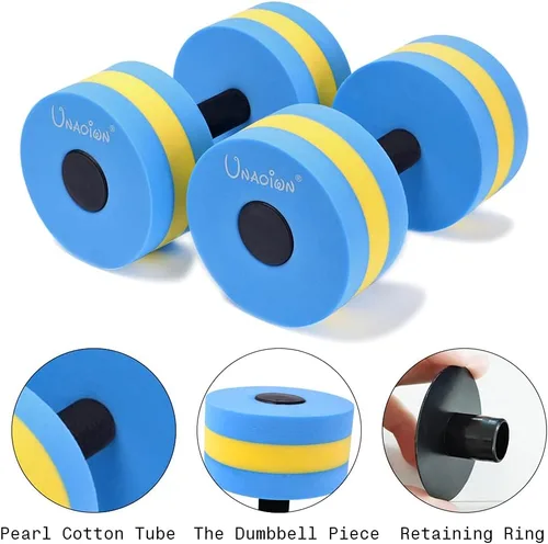 Vista 5 de UNAOIWN Pesas de agua para ejercicio de piscina, 2 mancuernas de agua, aeróbicos acuáticos, pesas de piscina de resistencia ligera, mancuernas
