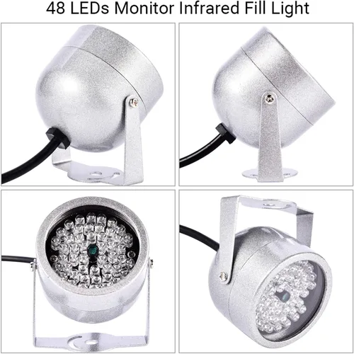 Vista 9 de Ejoyous Iluminadores infrarrojos 48 LED IR luces 60 grados gran angular infrarrojos visión nocturna luz para interior al aire libre CCTV cámara