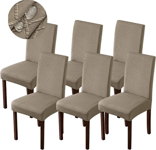 Vista 12 de Genina Fundas impermeables para sillas de comedor, fundas para sillas Parsons de cocina, fundas para sillas Parsons (beige, 2 piezas)