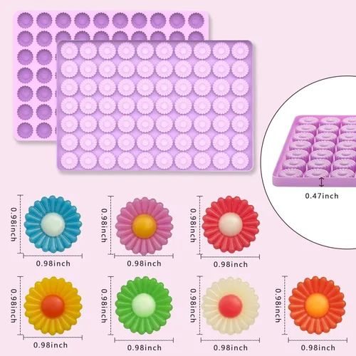 Vista 6 de Moldes de silicona de chocolate con forma de margarita, moldes de caramelo de goma para decoraciones de pastel, molde de silicona para fondant