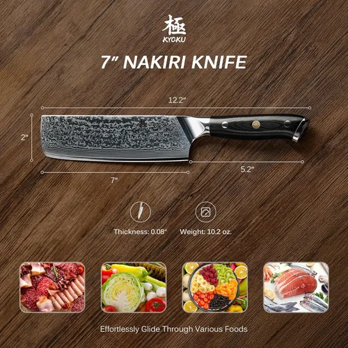 Vista 7 de KYOKU Cuchillo para deshuesar de 7 pulgadas, de la serie Shogun, con núcleo de acero VG10 forjado estilo japonés, hoja de Damasco, con funda