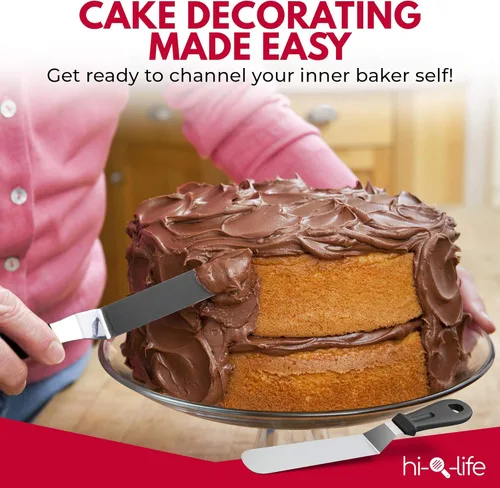 Vista 7 de Paquete de 3 espátulas offset (hoja de 6, 8 y 10 pulgadas) aptas para lavavajillas, acero inoxidable y mango de plástico PP, espátula de glaseado