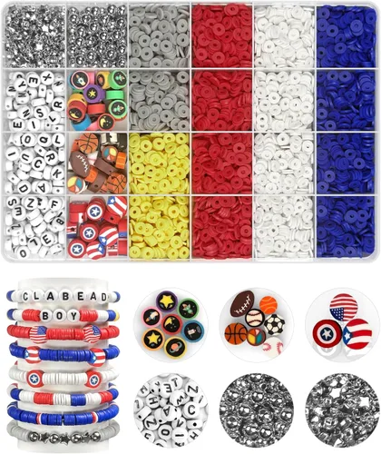 Vista 10 de ClaBead Kit de 6300 cuentas de arcilla para hacer pulseras para adultos, 24 colores, cuentas de arcilla de 0.236 pulgadas para hacer joyas