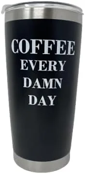 Vaso de café de viaje, regalos divertidos, café para todos los días, taza de café caliente y helado con tapas, vasos de acero inoxidable, 20 onzas,