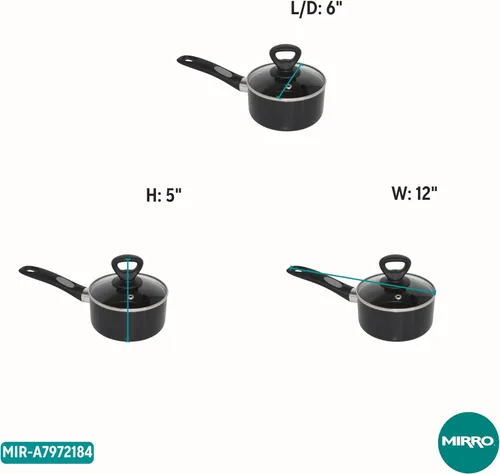 Vista 7 de Mirro A79721 Get A Grip - Sartén antiadherente de aluminio con tapa de vidrio, utensilios de cocina, 1 cuarto de galón, color negro