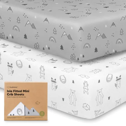 Vista 26 de Sábanas ajustadas para Pack and Play - Paquete de 2 sábanas mini para cuna para Pack N Play, colchón 38x26, ropa de cama suave y acogedora