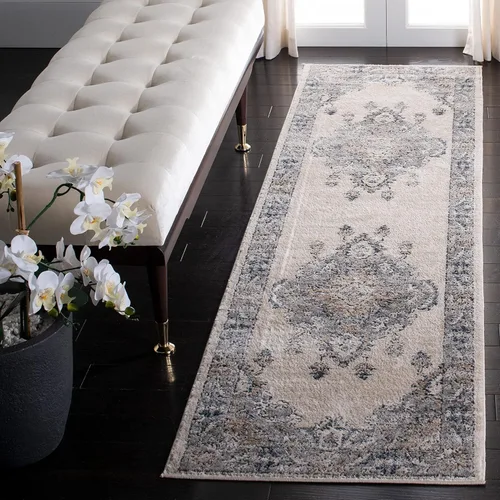 SAFAVIEH - Alfombra de la colección Oregon, 2'2" x 6', beige y gris, diseño oriental con efecto desgastado, no desprende pelusa y de fácil cuidado,