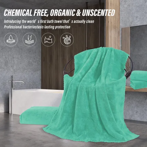 Vista 5 de MOONQUEEN Juego de 6 toallas de baño premium - Secado rápido - Toallas de microfibra de terciopelo coral altamente absorbentes - Uso multipropósito