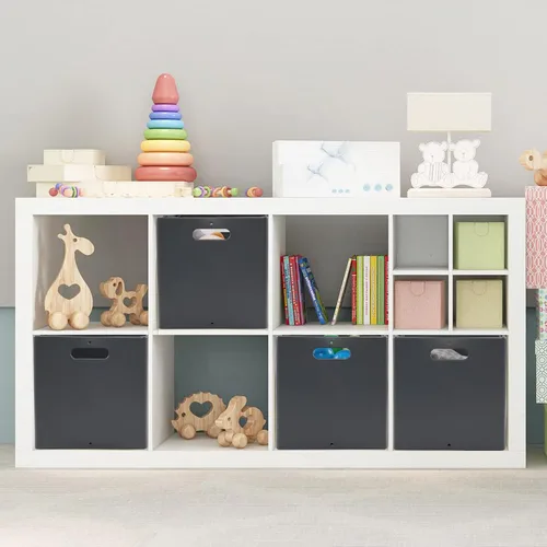 Vista 6 de Gloreen Paquete de 4 cubos de almacenamiento plegables, cubo de almacenamiento plegable, color gris