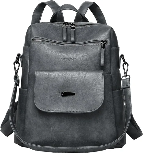 Vista 17 de Mochila de cuero sintético para mujer, diseño multiusos de moda, bolso de mano para damas, bolsa de hombro, mochila de viaje, Beige